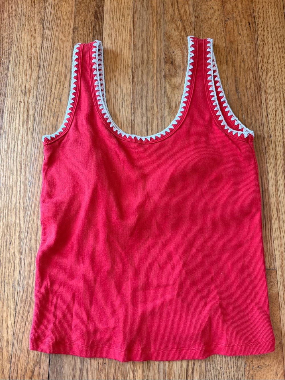 Abercrombie & Fitch Bra-Free Collection Red Tank White Trim Large